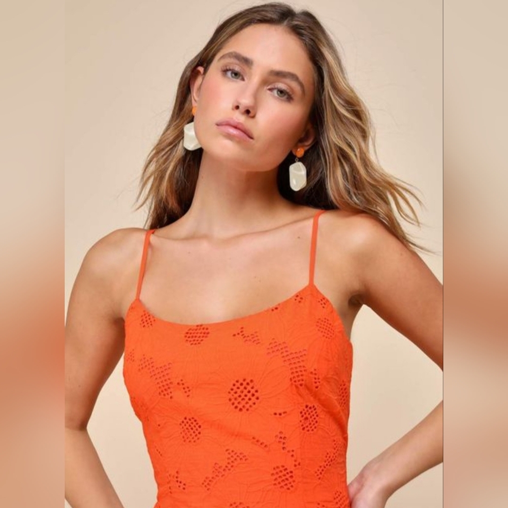 🔥NWT Lulus SUNNY GLOW EMBROIDERED Dress XL & FREE GIFT - Picture 7 of 16